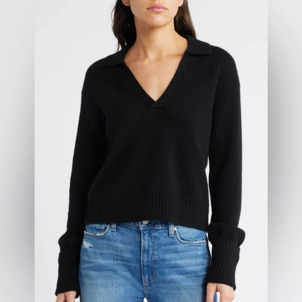 Vince Black V-Neck Sweater - Picture 2 of 7